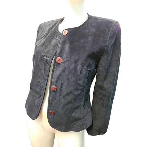 Vintage 90's Danier Leather 2 Piece Suit XS Jacket Blazer Pants Womens Fall Wint - Picture 4 of 14